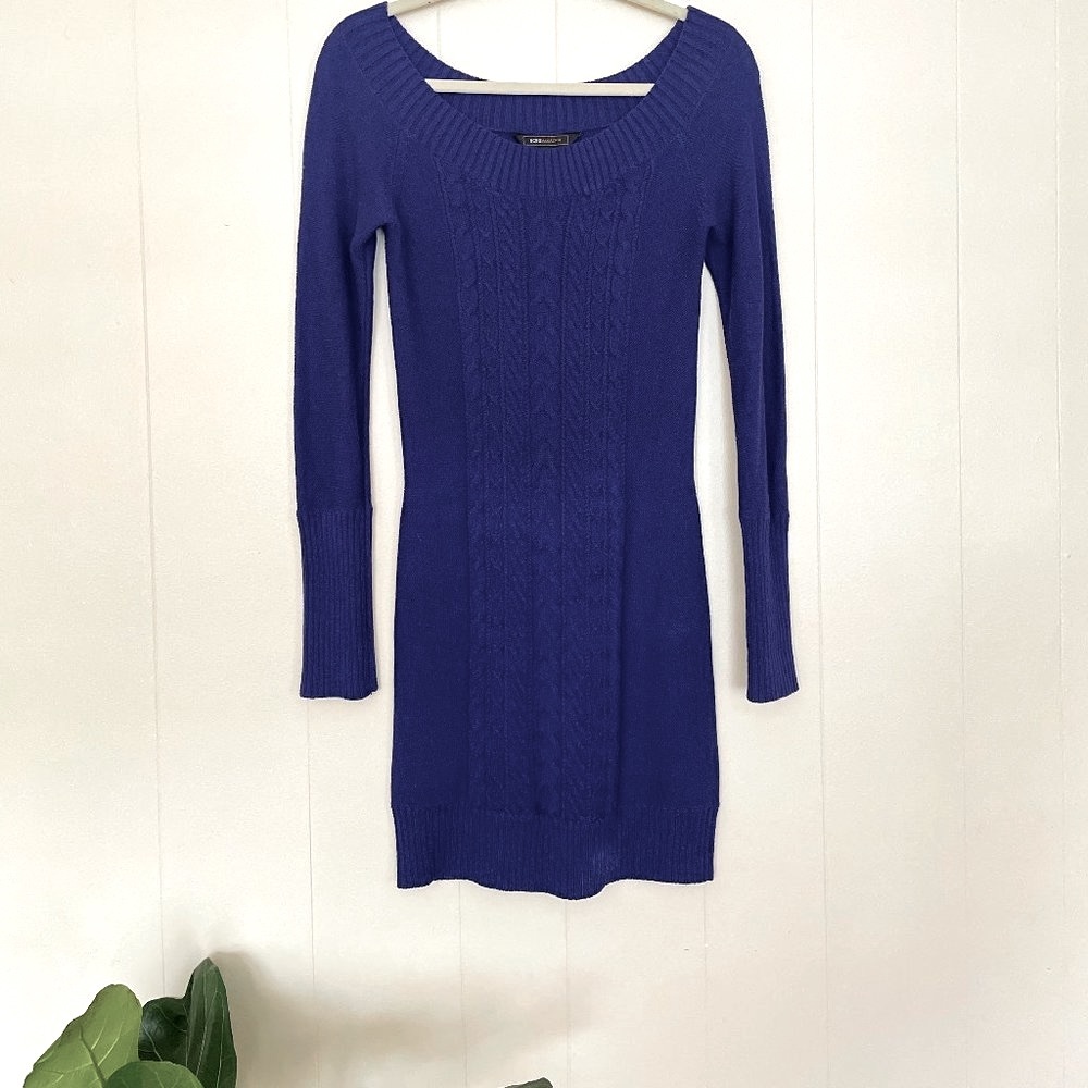BCBGMaxAzria | Long Sleeve Purple Midi Sweater Dress | S
